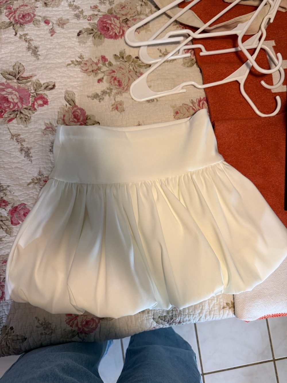 Zara Cream Pleated Mini Skirt